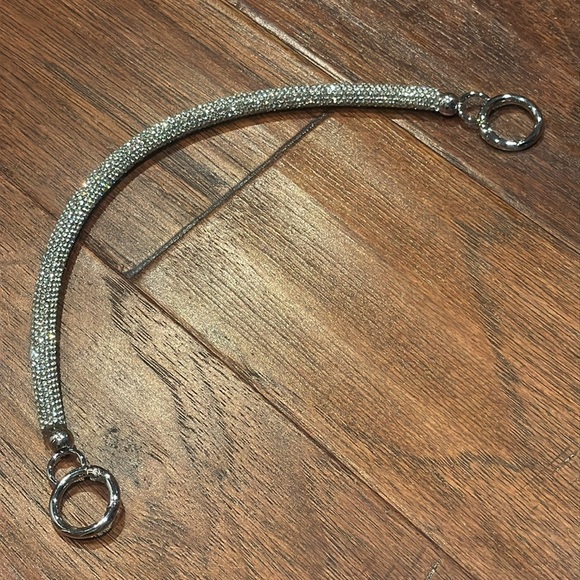 Silver Glitter Clutch Handbag Strap with Rhinestones - Picture 4 of 8